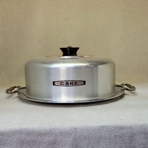 Vtg Kromex Cake Saver Aluminum Cover With Tray W/ Handles 1950s MCM